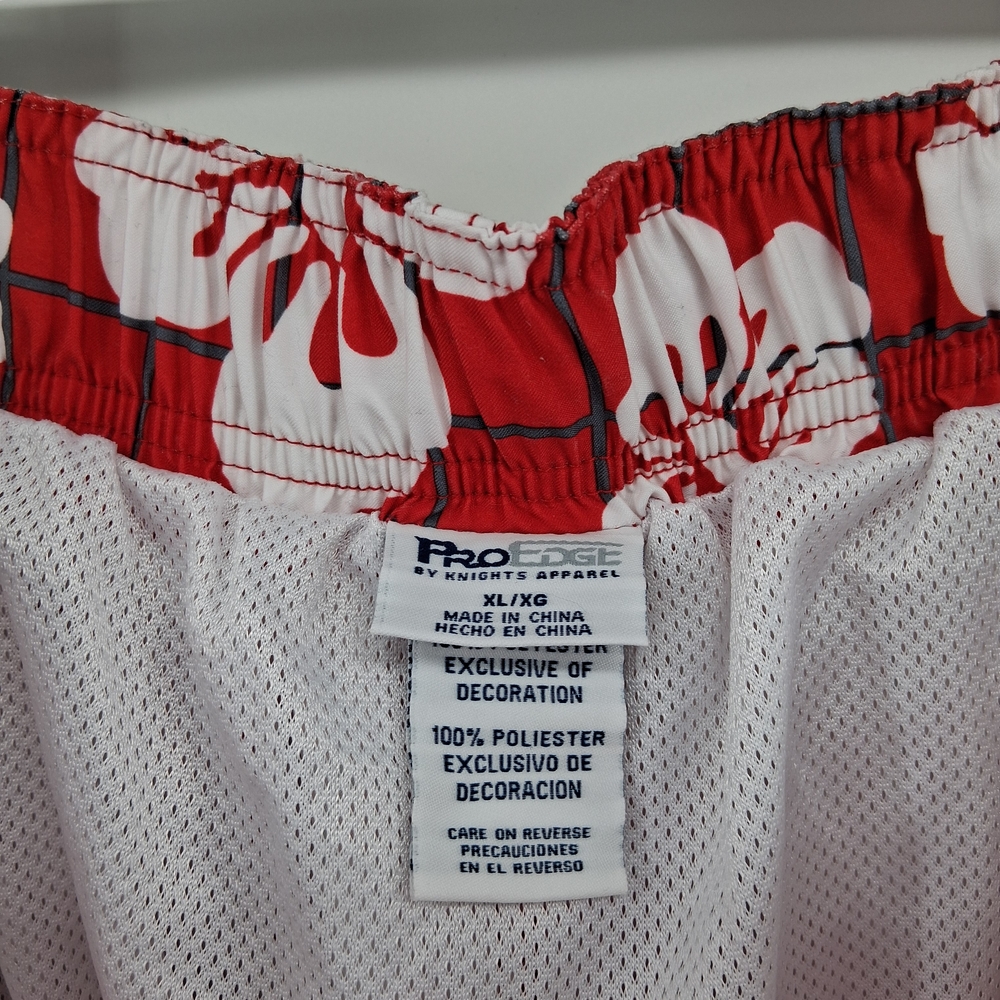 Ohio State Pro Edge Red and White Hibiscus Swim Trunks with Drawstring - Picture 2 of 4